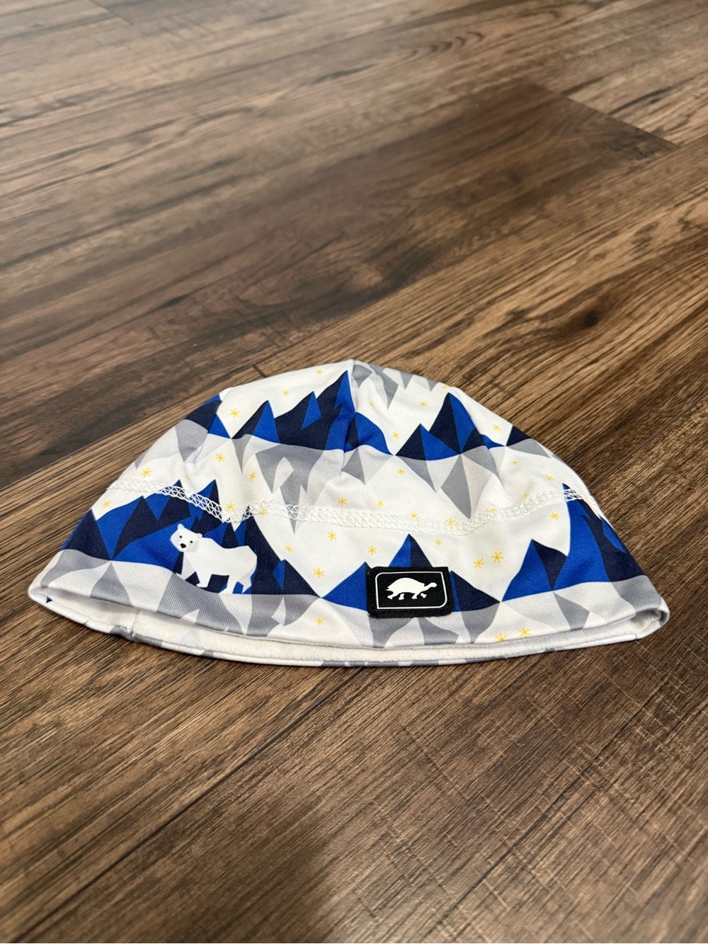 Turtle Fur Beanie w/ Blue Mountain, Yellow Star, Polar Bear Pattern
